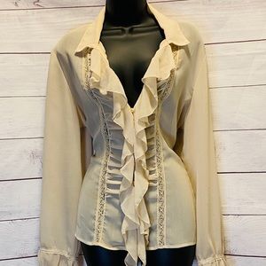 NEW YORK & COMPANY Blush Tan Ruffled Blouse